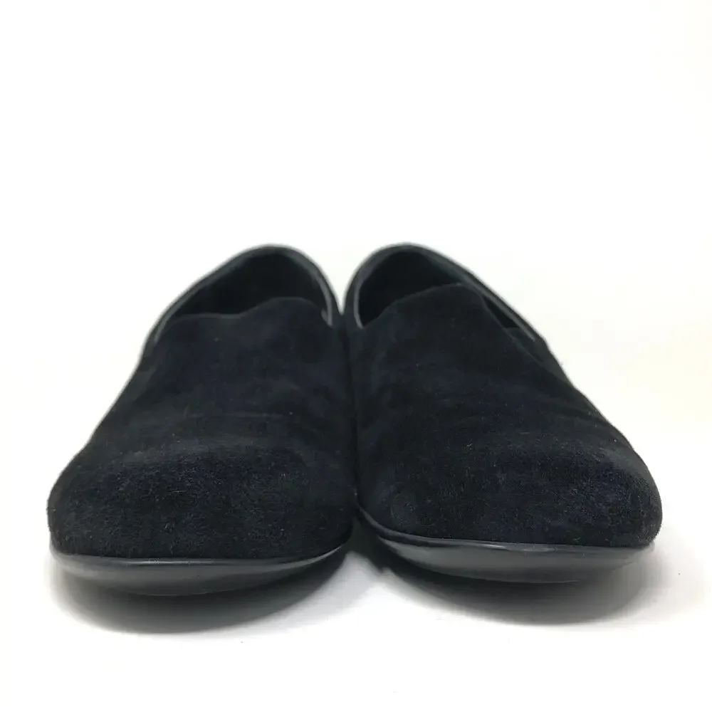 Aquatalia Violeta Wedge Loafer Womens Size 9 Black Suede‎ Comfort Heel